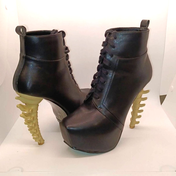 Size 8  Platform Bone High Heel Ankle Boots - Picture 7 of 14